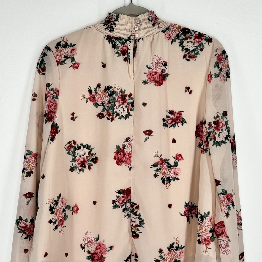 Midnight Sky Peach Floral Long Sleeve Blouse Women's Size Large - Picture 5 of 13